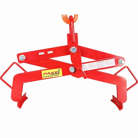 Pake Handling Tools Vertical Drum Lifter, 1100lb. Cap, 30 Gal Drum Capacity PAKDL07
